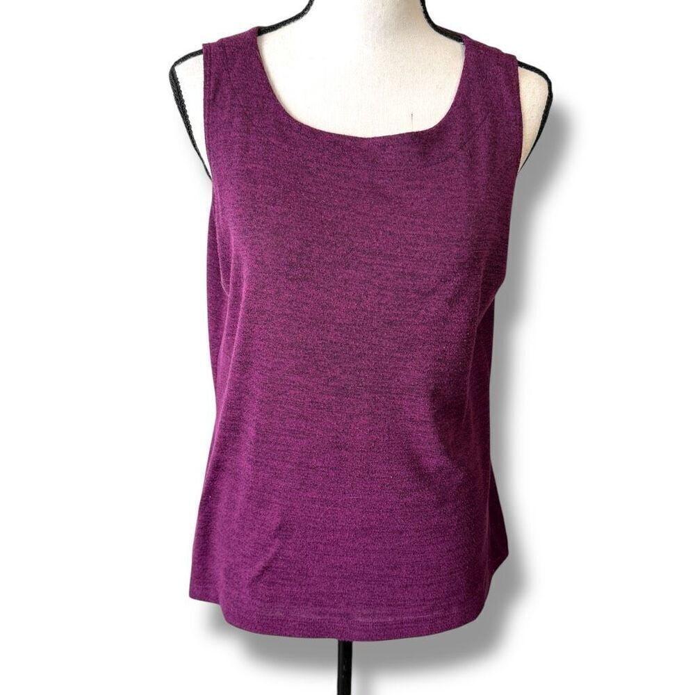 Chico's Knit Heather Round Neck Pullover Tank‎ Top Purple Size 2